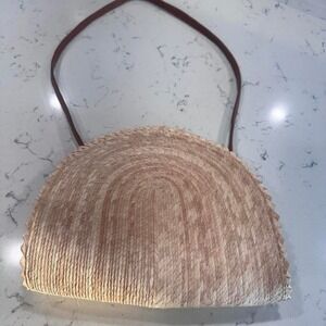 Woven Straw Half Moon Shoulder Bag Boho Summer Beach Raffia Crescent Purse